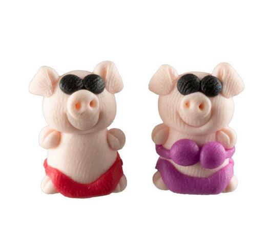 Figurines Couple de Cochons en Maillot de Bain – Pâte Polymère de Thaïlande