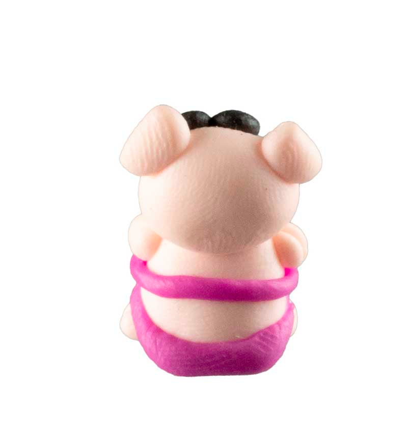 Figurine Miniature Cochon Plage Chic – Artisanat Thaïlandais en Pâte Polymère