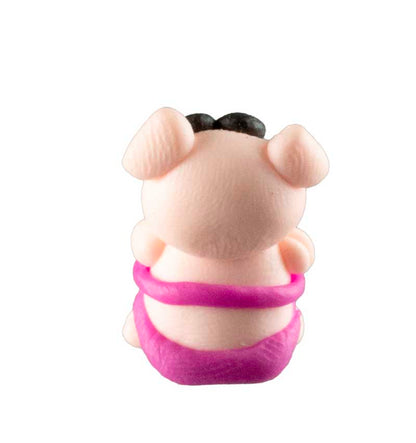 Figurine Miniature Cochon Plage Chic – Artisanat Thaïlandais en Pâte Polymère