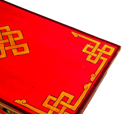 Table de Méditation Tibétaine en Bois – Motifs Bouddhistes et Dragon du Népal