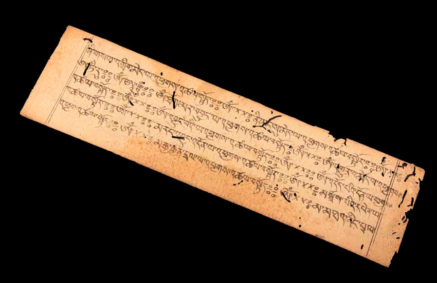Ancienne Page de Prières Tibétaines Manuscrite – Manuscrit Bouddhiste du Népal
