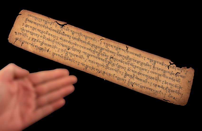 Ancienne Page de Prières Tibétaines Manuscrite – Sanskrit Outchen sur Papier Oriental