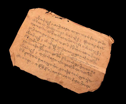 Ancienne Page de Prières Tibétaines Manuscrite – Fragment de Manuscrit Bouddhiste du Népal