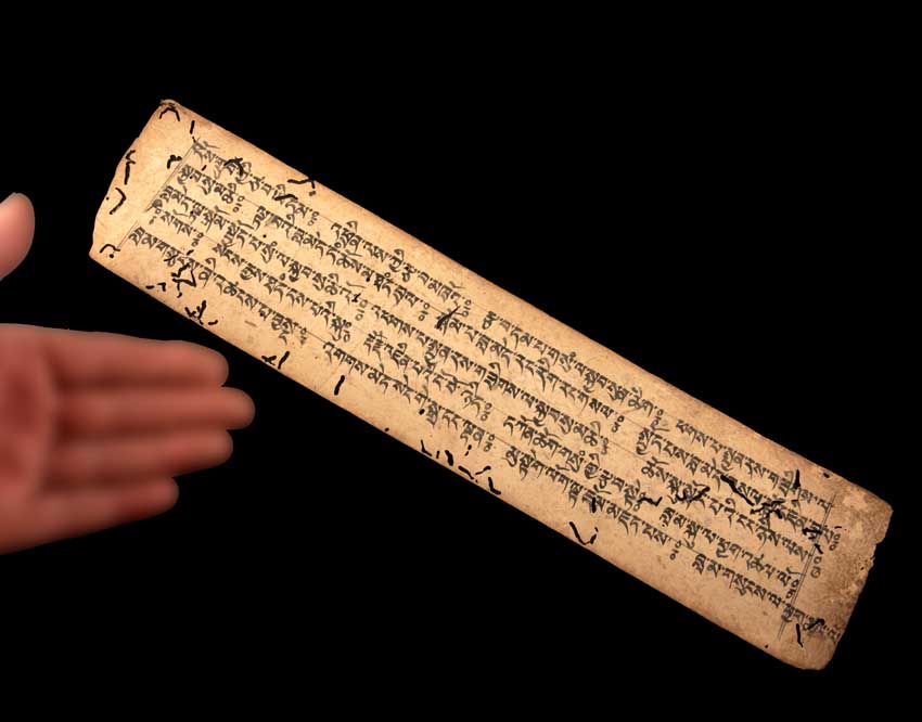 Ancienne Page de Prières Tibétaines Manuscrite – Manuscrit Sacré Bouddhiste du Népal