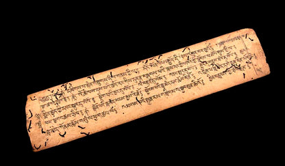 Ancienne Page de Prières Tibétaines Manuscrite – Manuscrit Sacré Bouddhiste du Népal