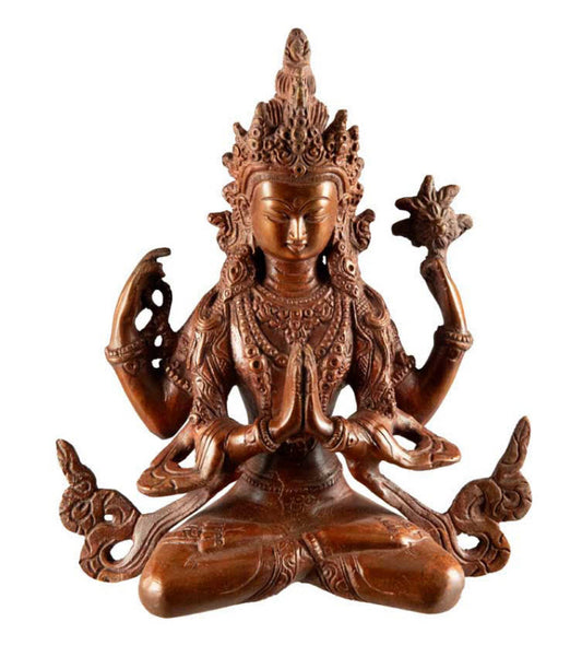 Statue Avalokiteshvara Chenrezig en Laiton – Bodhisattva de la Compassion du Népal