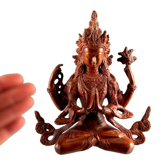 Statue Avalokiteshvara Chenrezig en Laiton – Bodhisattva de la Compassion du Népal