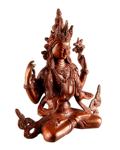 Statue Avalokiteshvara Chenrezig en Laiton – Bodhisattva de la Compassion du Népal