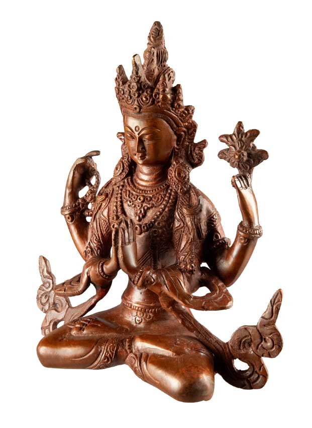Statue Avalokiteshvara Chenrezig en Laiton – Bodhisattva de la Compassion du Népal