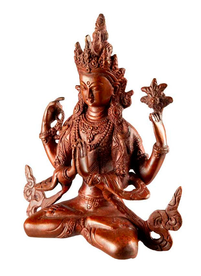 Statue Avalokiteshvara Chenrezig en Laiton – Bodhisattva de la Compassion du Népal