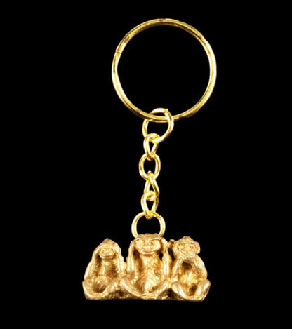 Porte-Clé 3 Singes de la Sagesse en Métal – Symbole Ancestral