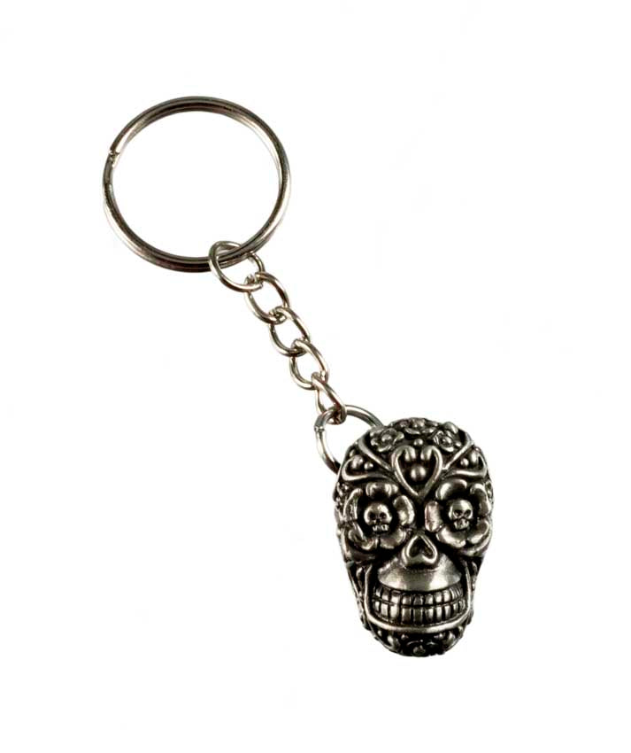 Porte-Clé Tête de Mort Calavera en Métal – Symbole Mexicain