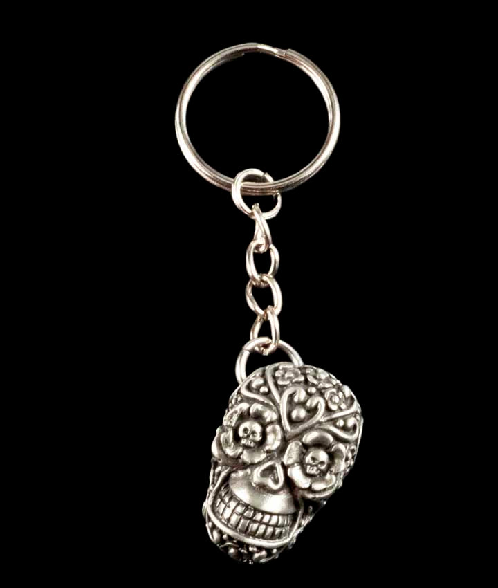 Porte-Clé Tête de Mort Calavera en Métal – Symbole Mexicain