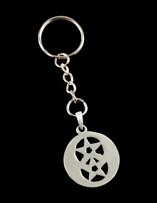 Porte-Clé Double Pentagramme en Métal – Symbole Ésotérique