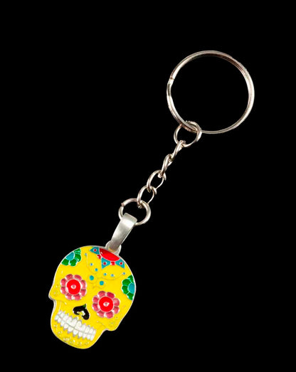 Porte-Clé Tête de Mort Mexicaine Calavera Lumineux – Accessoire Coloré