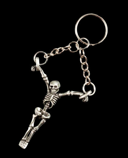 Porte-Clé Croix Gothique Squelette en Métal – Accessoire Original