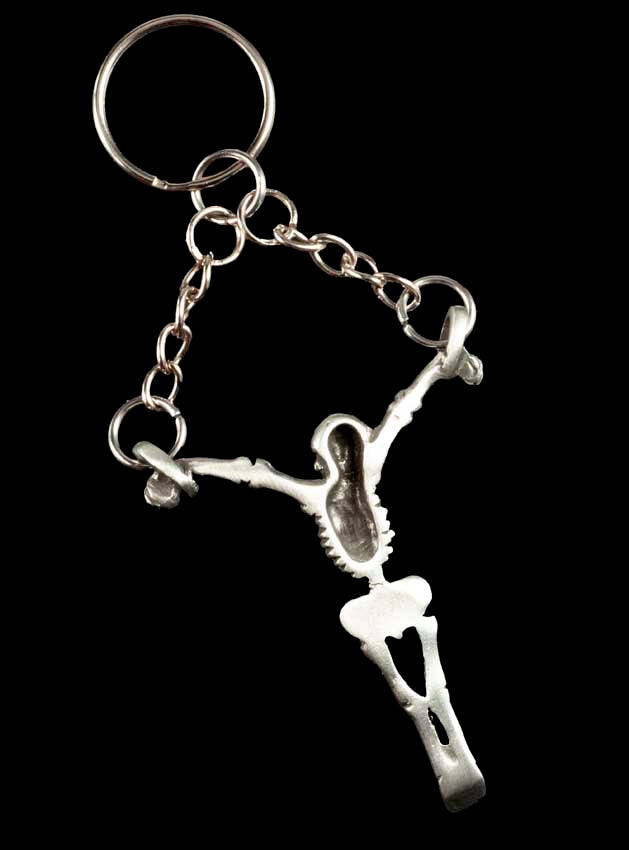 Porte-Clé Croix Gothique Squelette en Métal – Accessoire Original