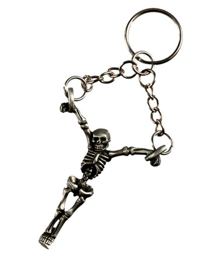 Porte-Clé Croix Gothique Squelette en Métal – Accessoire Original