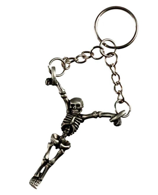 Porte-Clé Croix Gothique Squelette en Métal – Accessoire Original