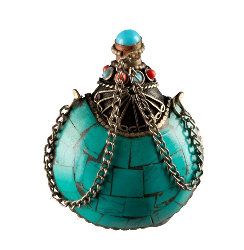 Tabatière Tibétaine Snuff Bottle Turquoise – Artisanat du Népal