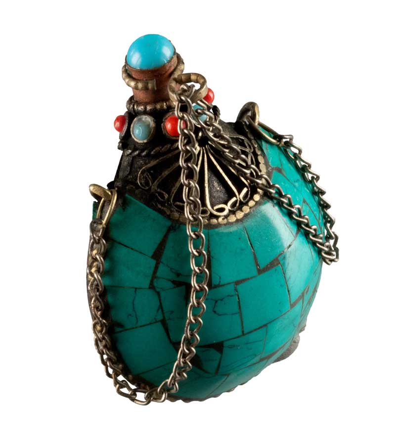 Tabatière Tibétaine Snuff Bottle Turquoise – Artisanat du Népal