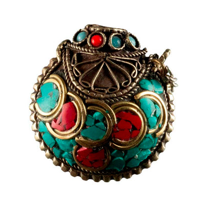 Tabatière Tibétaine Snuff Bottle Turquoise Sans Bouchon