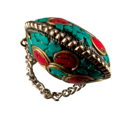 Tabatière Tibétaine Snuff Bottle Turquoise Sans Bouchon