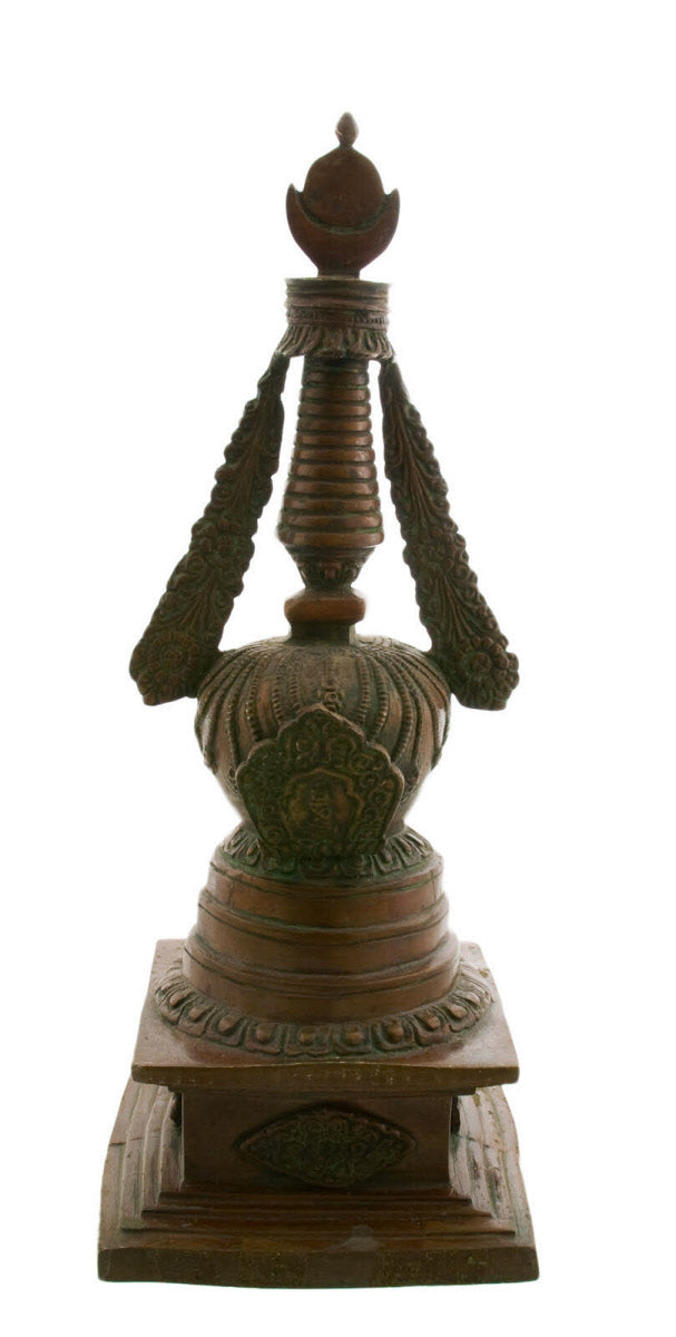 Chorten Stupa Tibétain En Bronze 41 cm – Reliquaire Bouddhiste Du Népal