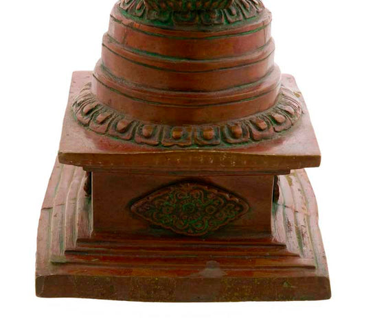 Chorten Stupa Tibétain En Bronze 41 cm – Reliquaire Bouddhiste Du Népal
