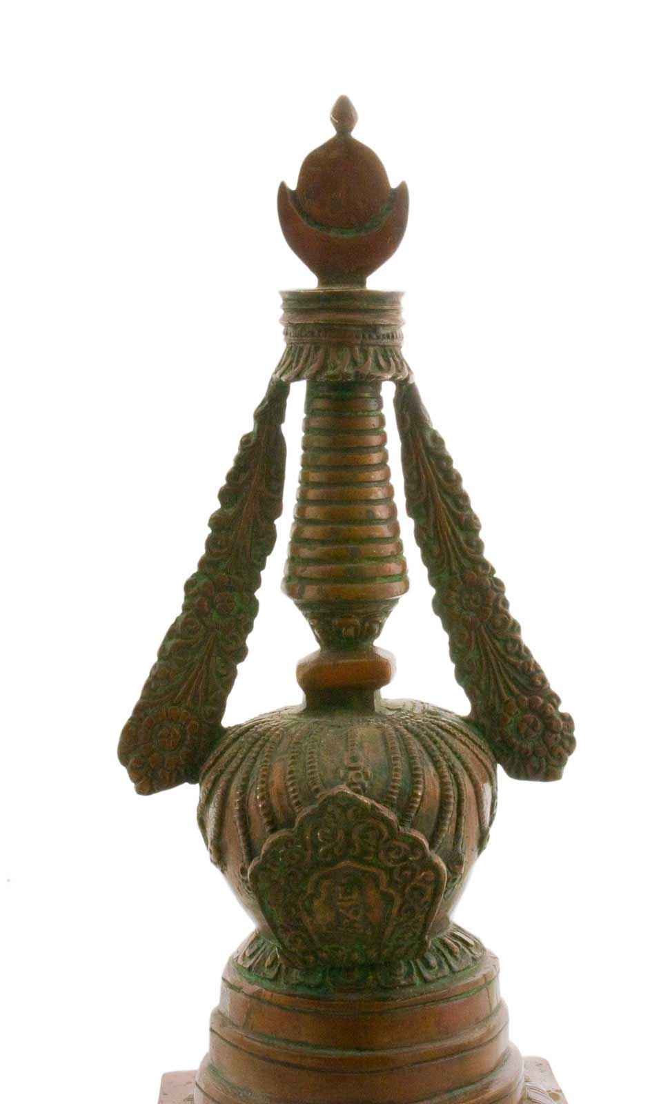 Chorten Stupa Tibétain En Bronze 41 cm – Reliquaire Bouddhiste Du Népal