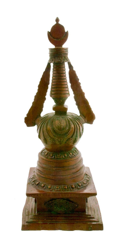 Chorten Stupa Tibétain En Bronze 41 cm – Reliquaire Bouddhiste Du Népal