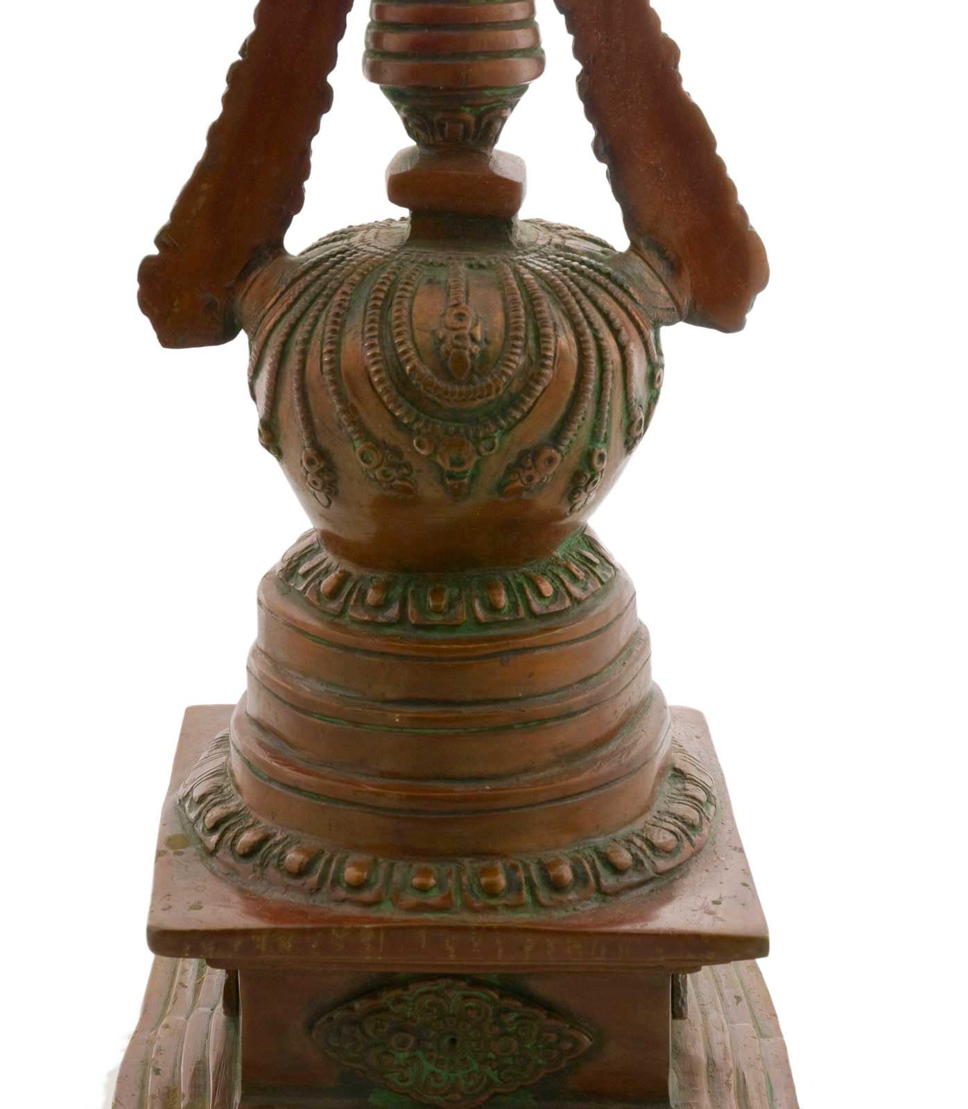 Chorten Stupa Tibétain En Bronze 41 cm – Reliquaire Bouddhiste Du Népal