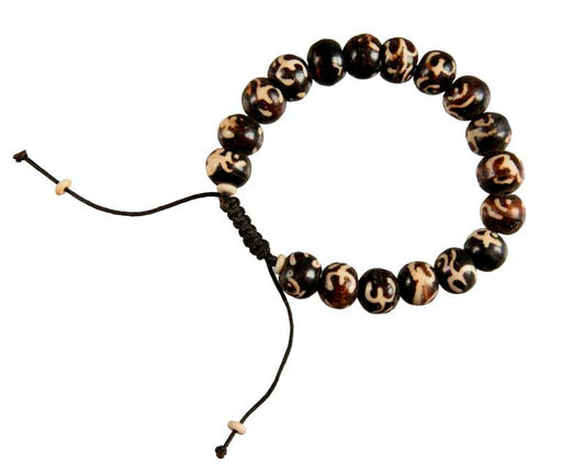 Bracelet mala tibétain symbole Om – Chapelet de méditation du Népal