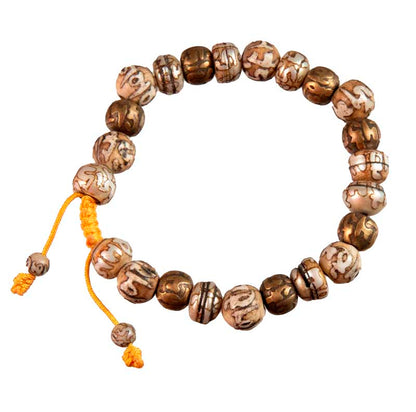 Bracelet coquillage avec mantra bouddhiste – mala de poignet en conque naturelle artisanale du Népal