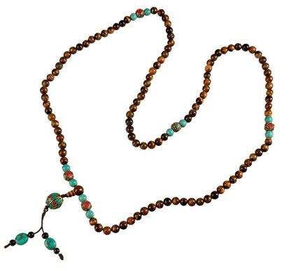 Mala Tibétain Œil De Tigre Véritable – Collier Bouddhiste Pour La Méditation