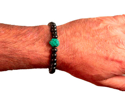 Mala bracelet tibétain bois et turquoise – Équilibre et sérénité du Népal