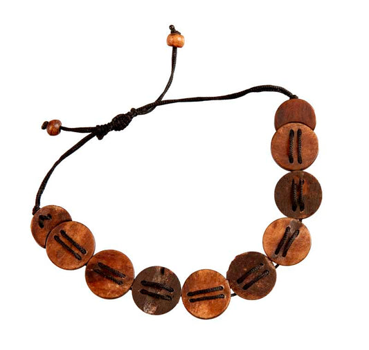 Mala bracelet bouddhiste symbole Astamangala – bijou spirituel traditionnel du Népal en os de bovidé