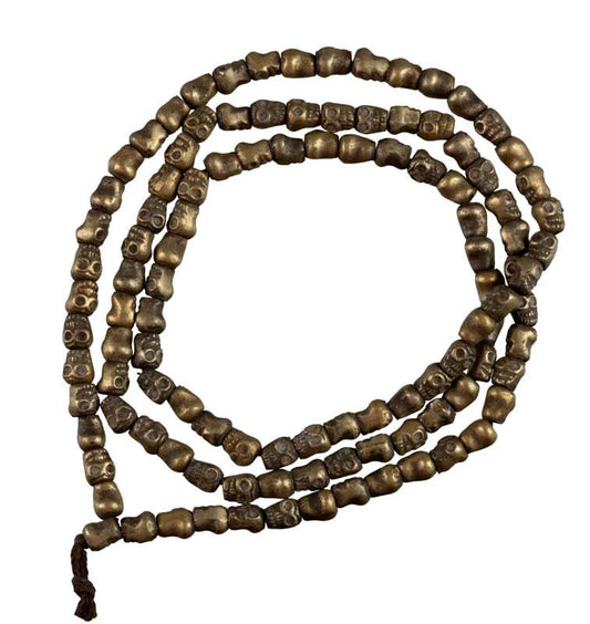 Mundamala Kapalamala Tibétain En Métal – Chapelet De Crânes Pour Autel Et Statue