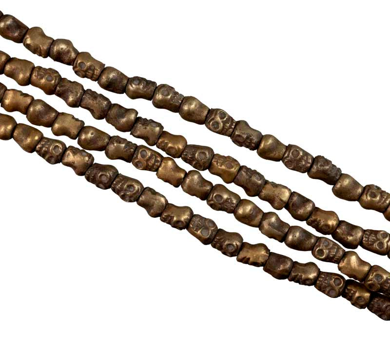 Mundamala Kapalamala Tibétain En Métal – Chapelet De Crânes Pour Autel Et Statue