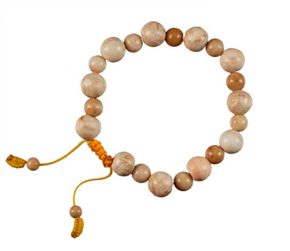 Bracelet coquillage du Népal – bracelet mala ethnique en coquillage fossilisé artisanal