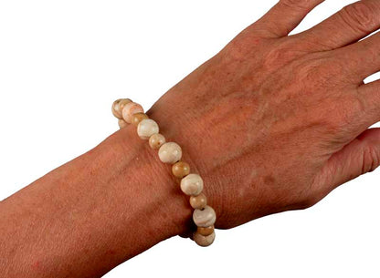 Bracelet coquillage du Népal – bracelet mala ethnique en coquillage fossilisé artisanal