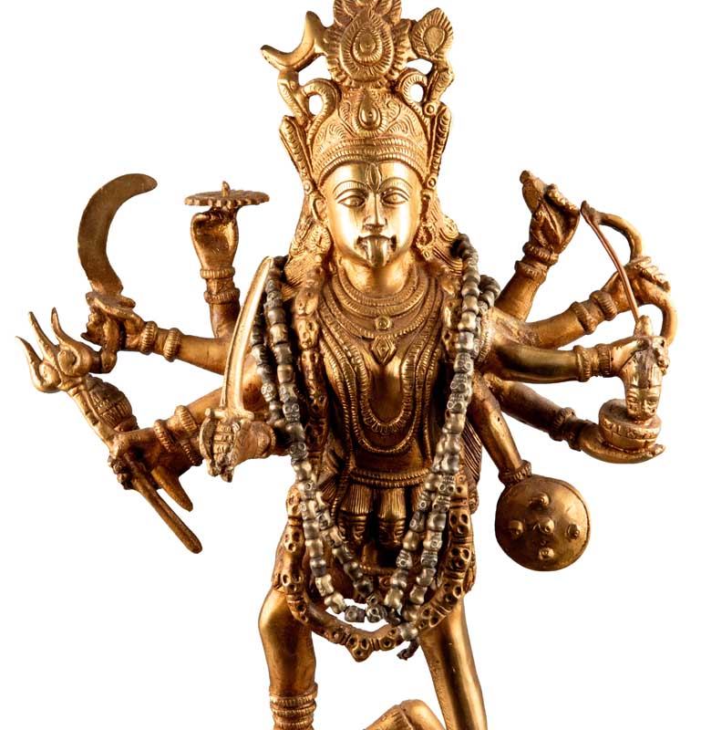 Mundamala Kapalamala Tibétain En Métal – Chapelet De Crânes Pour Autel Et Statue