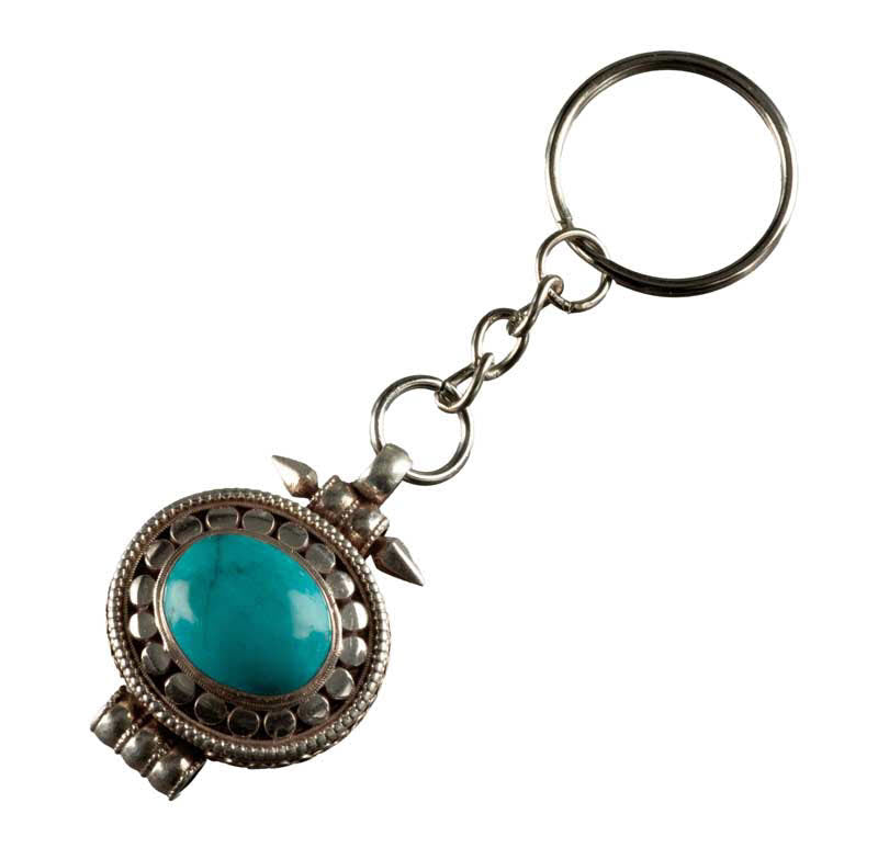 Ghau Tibétain Avec Turquoise – Bijou De Sac Ou Porte-Clé Spirituel