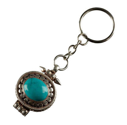 Ghau Tibétain Avec Turquoise – Bijou De Sac Ou Porte-Clé Spirituel