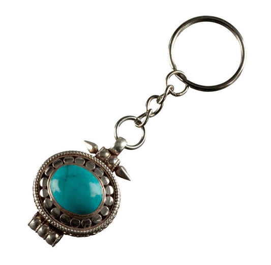 Ghau Tibétain Avec Turquoise – Bijou De Sac Ou Porte-Clé Spirituel