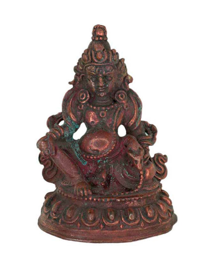 Ancienne amulette statuette Yellow Jambhala en métal – Artisanat tibétain fait main