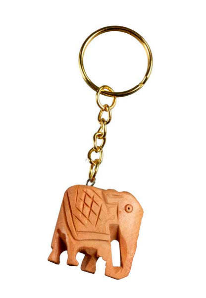Bijou de Sac Éléphant ou Porte-Clé en Bois et Métal – Symbole de Force et de Sagesse