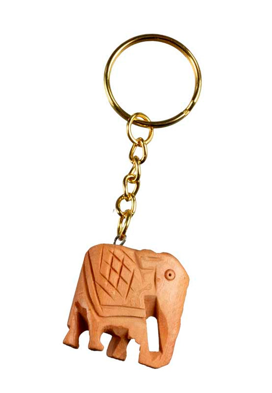 Bijou de Sac Éléphant ou Porte-Clé en Bois et Métal – Symbole de Force et de Sagesse