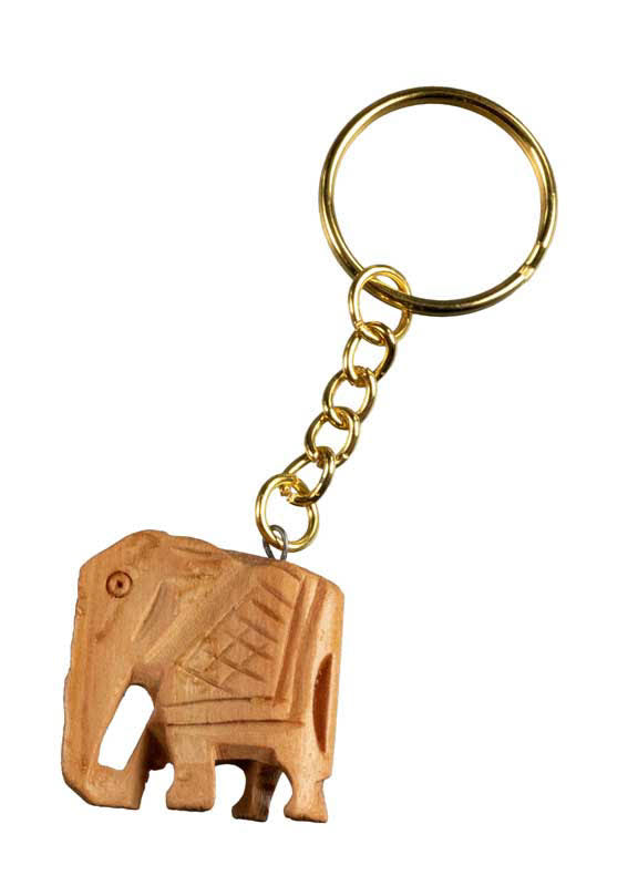 Bijou de Sac Éléphant ou Porte-Clé en Bois et Métal – Symbole de Force et de Sagesse