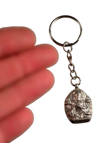 Porte-Clé Tibétain Tara Verte en Argent– Bijou De Sac En Argent Symbole De Compassion